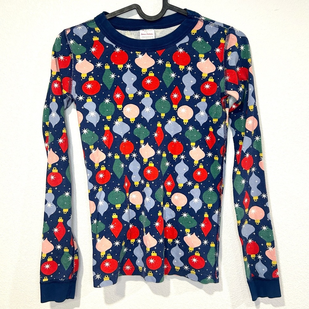 Hanna Andersson Girls' Holiday Ornaments Print 100% Cotton Pullover Top 14-16